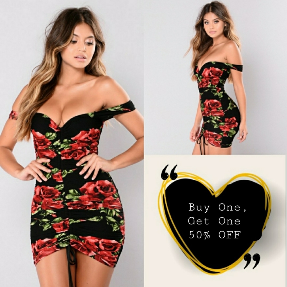 FASHION NOVA Rose Floral Mini Dress SMALL